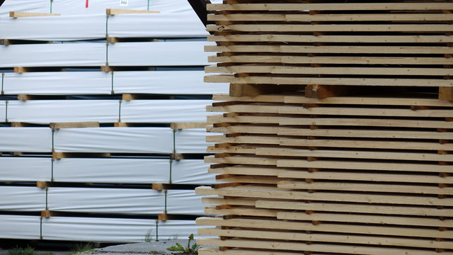 Plant for the production of wood boards. Pilorama. The concept of production, manufacturing and woodworking.
