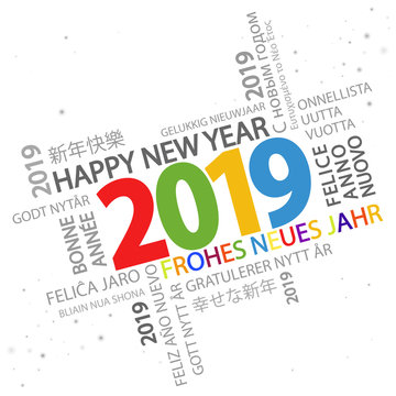 word cloud with new year 2019 greetings