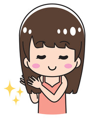 On the hair A woman applying oil