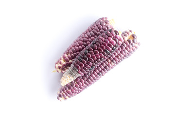 Purple corn isolated on  white background, Healthy food product