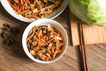 Chinese traditional food, Stir-fried Pork Strips in Fish Sauce