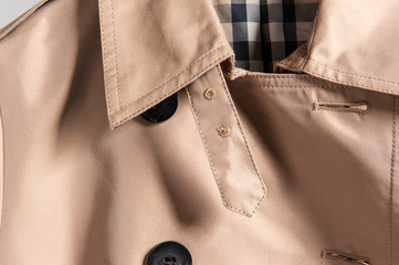Neckline close-up of nylon coat