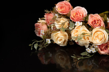 Decoration vintage flower on black background