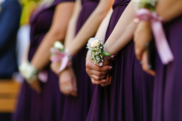Hands of bridesmaids
