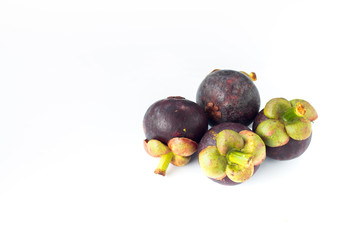 Closeup of Mangosteen isolated on the white background