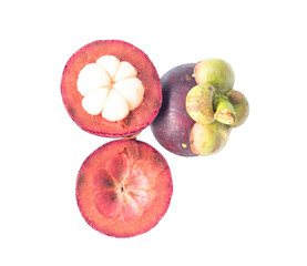 Closeup of Mangosteen isolated on the white background