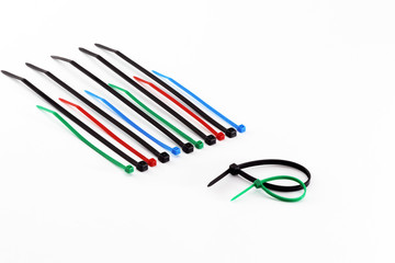 Multicolor Nylon Cable Ties on White Background
