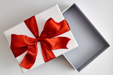 Opened white Christmas gift box