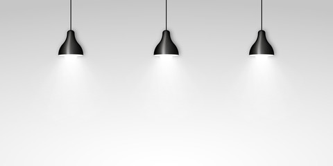 Three black ceiling lamps vector illustration