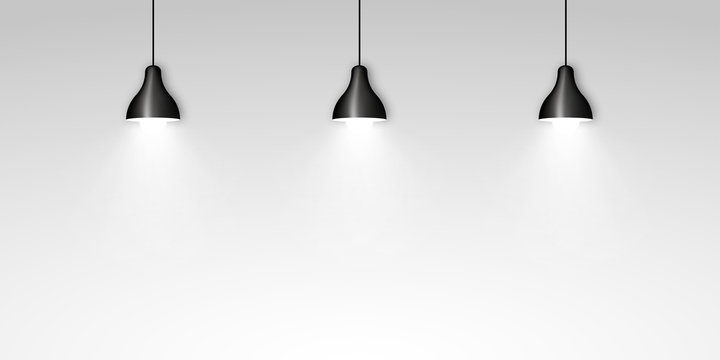 Three black ceiling lamps vector illustration