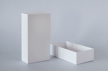 Blank White Product Package Box Mock-up. Container, Packaging Template on light background