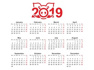 2019 Calendar template
