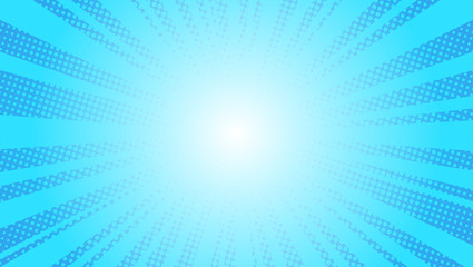 Comic blue sun rays background pop art retro vector illustration kitsch drawing.