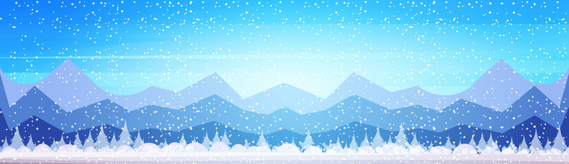 Winter mountain forest landscape background pine snow