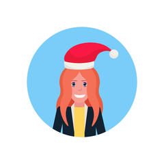 woman face avatar happy new year merry christmas concept female cartoon character portrait isolated vector illustration