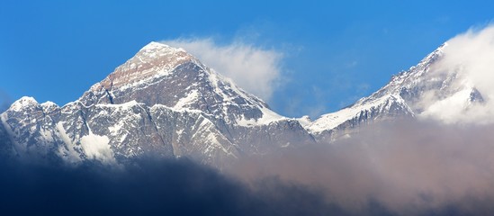 mount Everest and Lhotse, Nepal Himalayas mountains