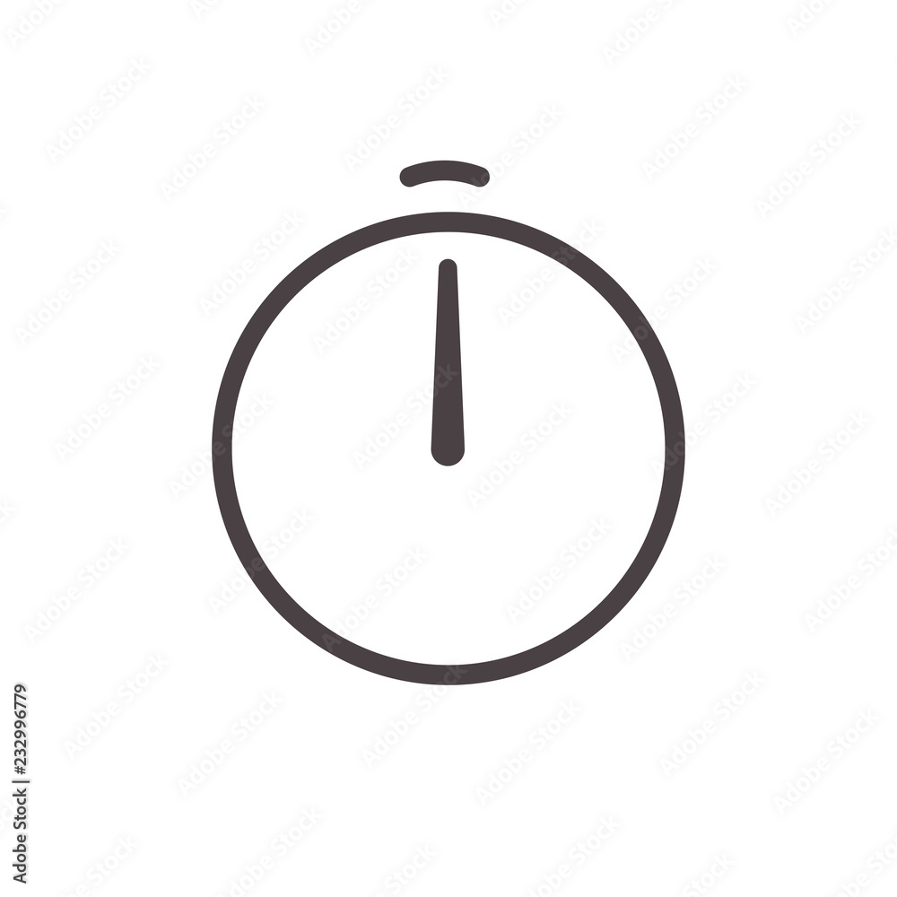 Poster alarm clock arrow vector line icon. stopwatch timer clock simple sign, web app user interface templa