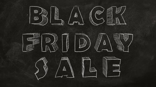 Animated "BLACK FRIDAY SALE" text  on a blackboard