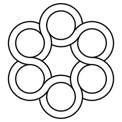icon valve logo, interlacing circles, vector symbol tap, concept torsion tattoo