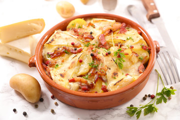 tartiflette with bacon, potato and cheese