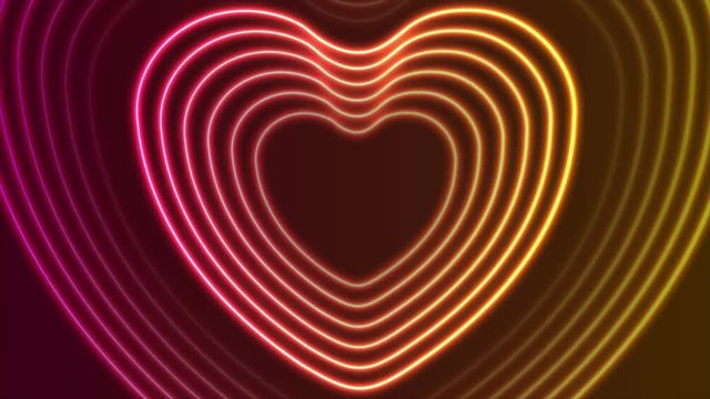 Neon glowing laser heart shape abstract motion background. Video animation Ultra HD 4K 3840x2160