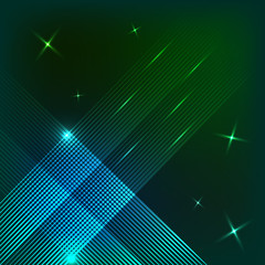 Design of neon abstract lines on a dark background. Neon squares of lines. Vector illustration