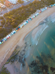 Aerial view of Brighton bathing boxes, Melbourne, Australia.