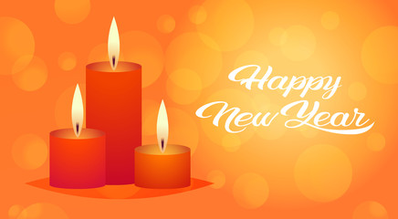decorative red candle icon happy new year merry christmas decoration holiday concept greeting card horizontal flat vector illustration