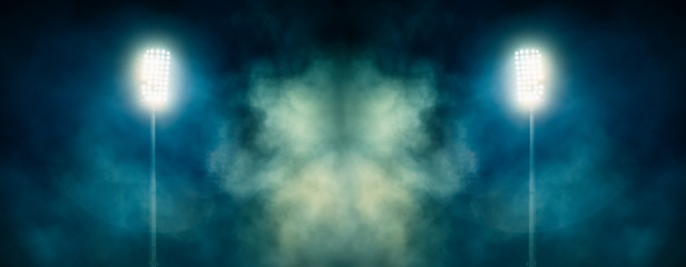 stadium lights and smoke