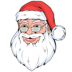 Christmas santa claus isolated on white background. New Year holiday. Christmas Santa Claus head. Winter character head. Funny santa claus. Winter celebration. Man dressed in winter clothes. New Year