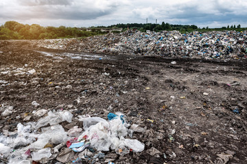 plastic garbage on the dump