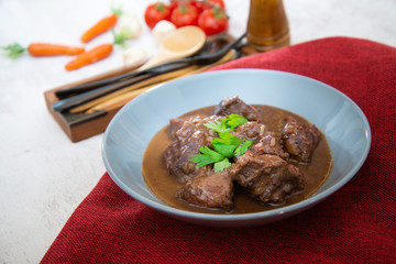 Homemade Beef cheek with wine sauce