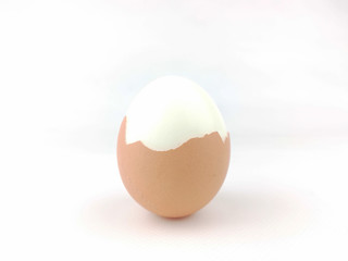 boiled egg on white background