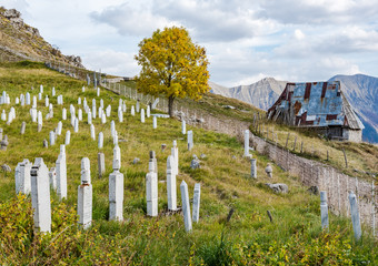 Fototapeta na wymiar Muslim cemetery in Lukomir,Bosnia
