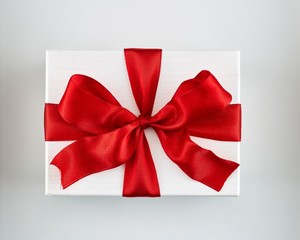 gift wrapped with a red ribbon