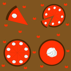 thanksgiving and holiday pumpkin pie. Pumpkin pie with whipped cream on the top wed site page and mobile app design vector element