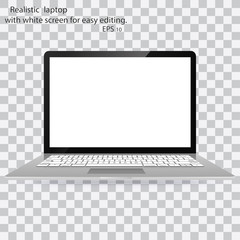 Mockup of realistic laptop. Realistic laptop and white screen laptop for easy editing