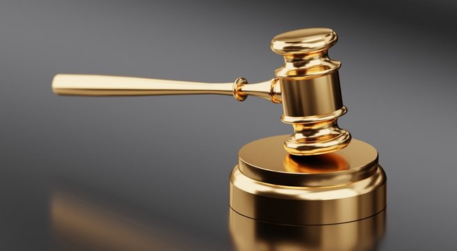 Auction gavel conceptual 3d illustration