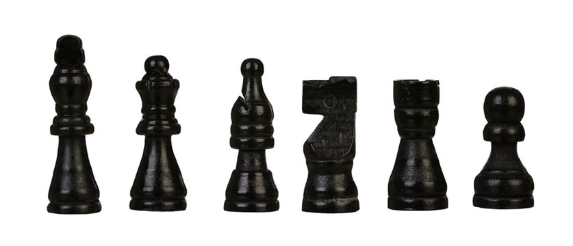 Black chessmen Isolated on White
