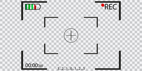 Camera frame viewfinder vector screen of video recorder digital display with photo camera frames