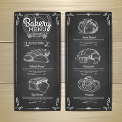 Vintage chalk drawing bakery menu design. Restaurant menu