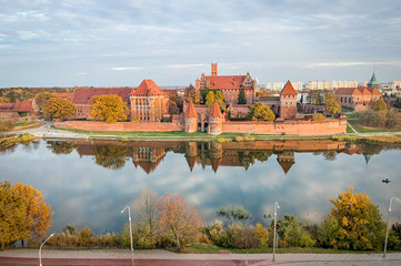 Malbork castle - aerial view from Nogat river