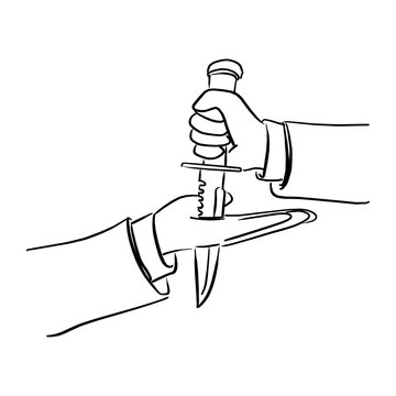 businessman stabbing his friend with knife vector illustration sketch doodle hand drawn with black lines isolated on white background