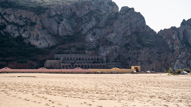 ruined church on beach