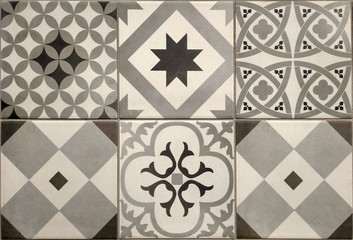 floor or wall tiles with various paterns as background