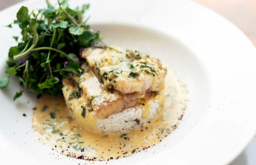 fish fillet in creamy mustard dill and lemon sauce meal