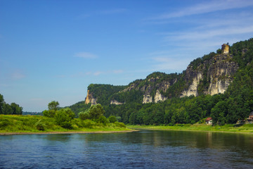 Fototapeta na wymiar Stunning landscape along river Elbe in Saxony, Germany