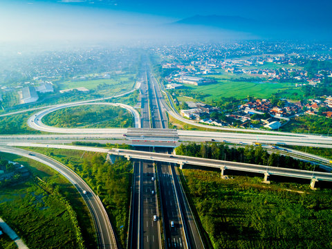 Aerial View of Pasir Koja Highway Interchange, Soroja and Purbaleunyi Toll Road, Bandung, West Java Indonesia, Asia