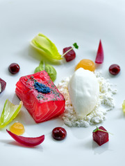 Salmon with goast milk icecreams