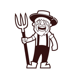 Farmer with a pitchfork. Cartoon character. Vector illustration, eps 10.